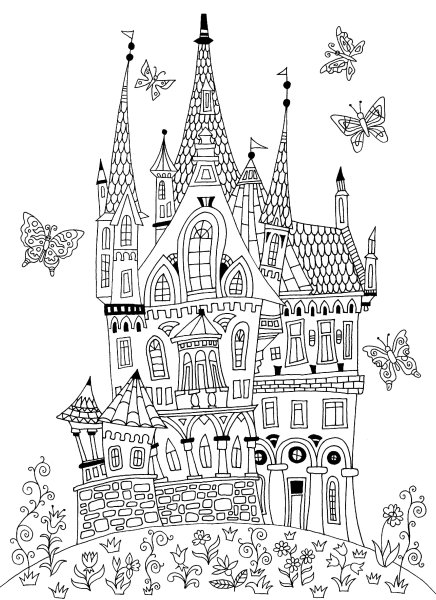 Сказочный замок раскраска