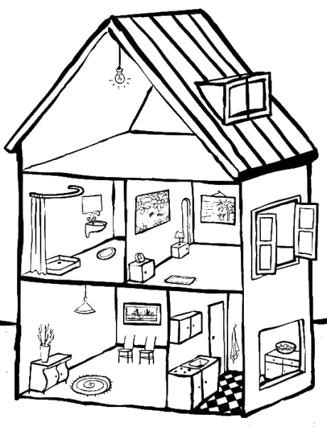 Раскраски для девочек домики