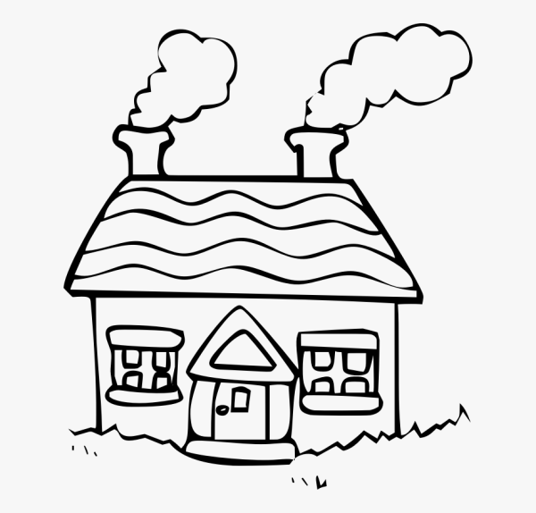 Домик с трубой раскраска