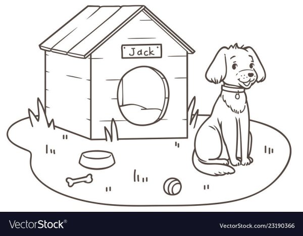 Раскраска домик для собачки