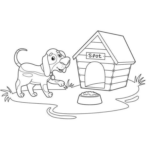 Раскраска домик для собачки