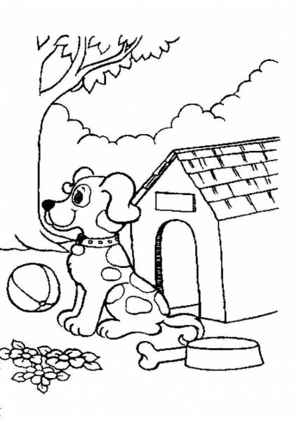 Раскраска домик для собачки