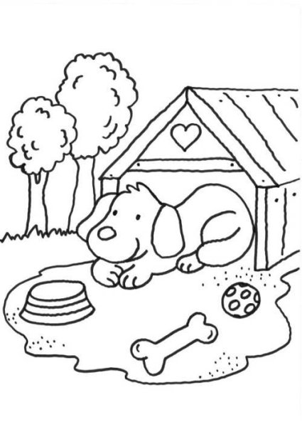 Конура для собаки раскраска для детей