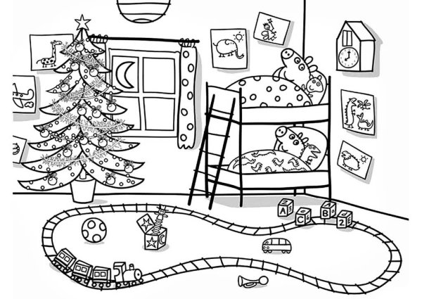 Свинка Пеппа в домике раскраска