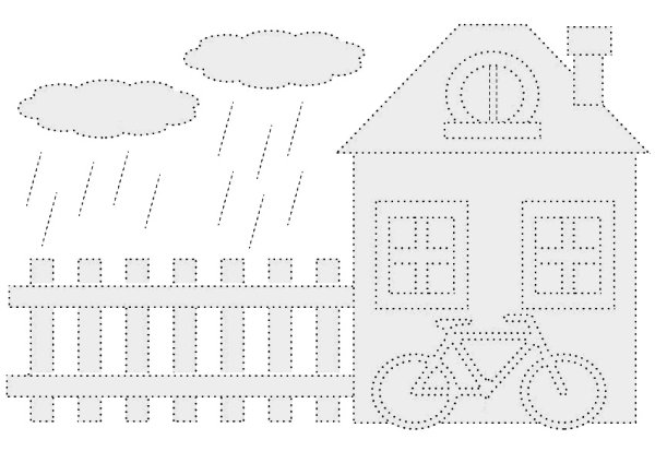 Домик по точкам для детей