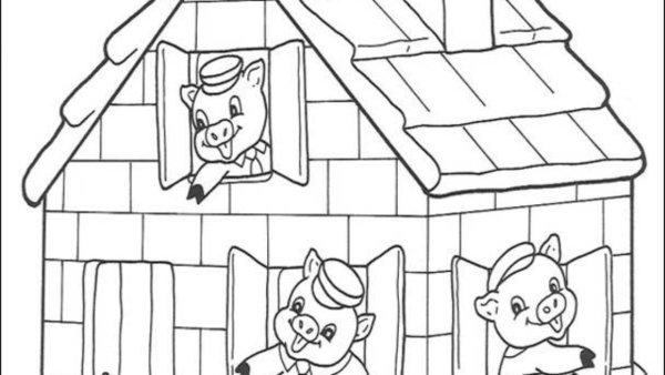 Домики поросят раскраска