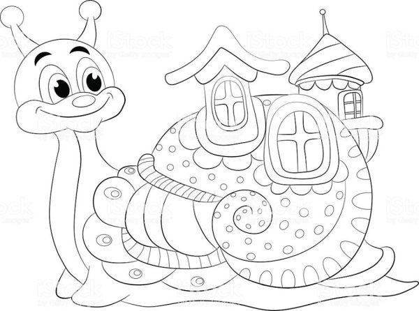 Раскраска улитка с домиком