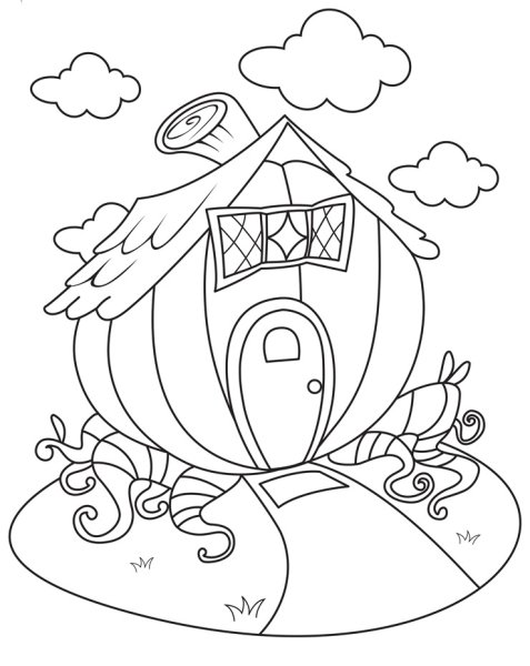 Домик из тыквы раскраска