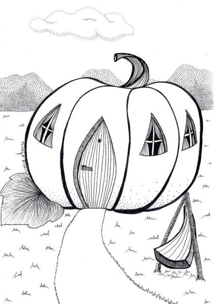 Домик тыква раскраска