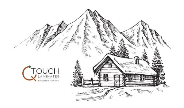 Дом в горах карандашом