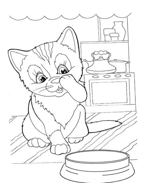 Детская раскраска кошечка