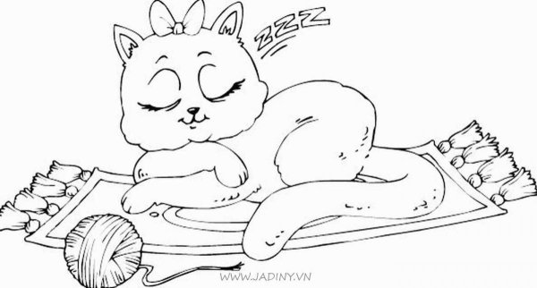 Кошка спит раскраска