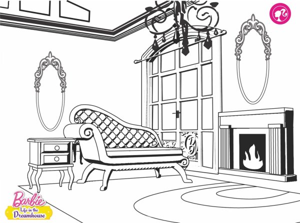 Комната Барби раскраска