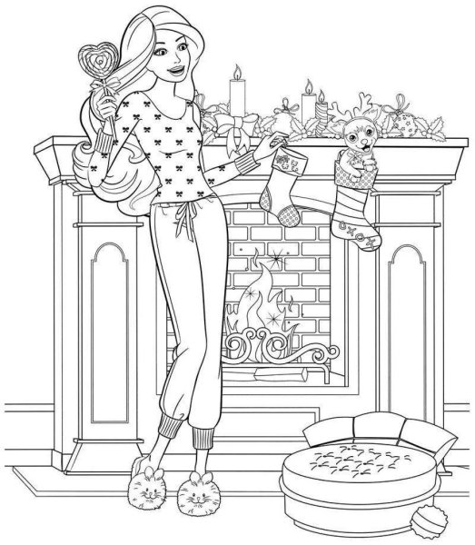 Раскраска дом Барби