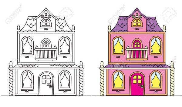 Кукольный домик раскраска для детей