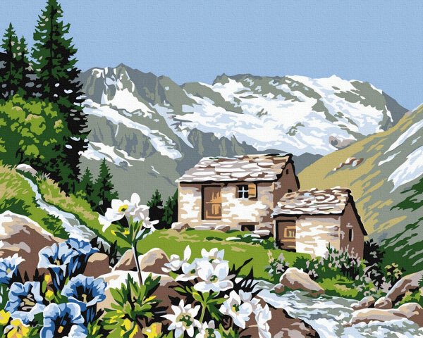 Домик на горе живопись по номерам