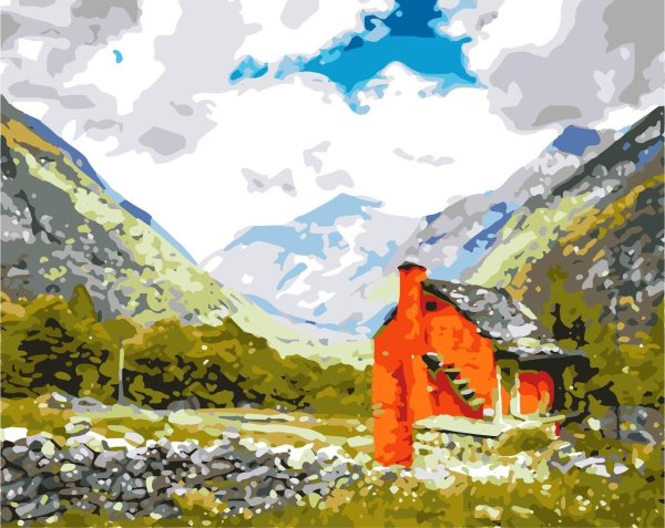 Картина по номерам домик в горах