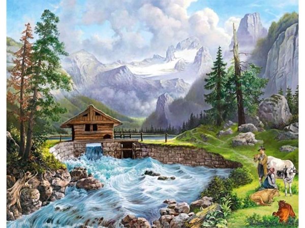 Картина домик в горах