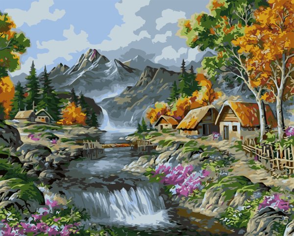 Алмазная живопись горный ручей аж1821