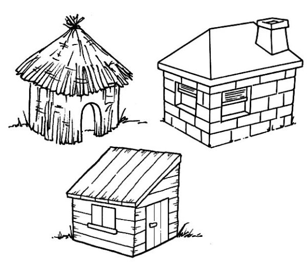 Домики трех поросят раскраска