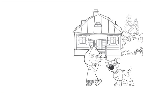 Раскраска. Маша и медведь