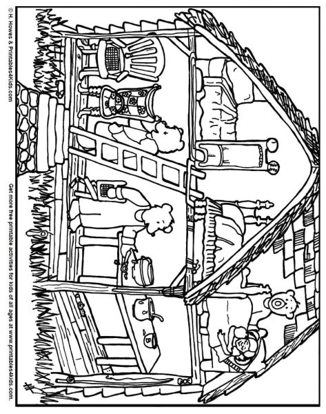 Мишка с домиком раскраска
