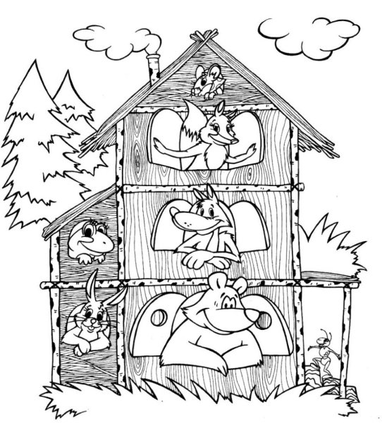 Раскраски героев из сказки Теремок