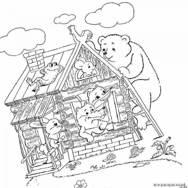 Теремок раскраска для детей