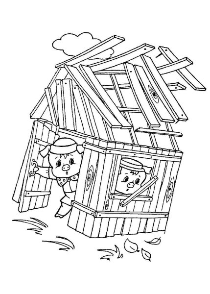 Домики трех поросят раскраска