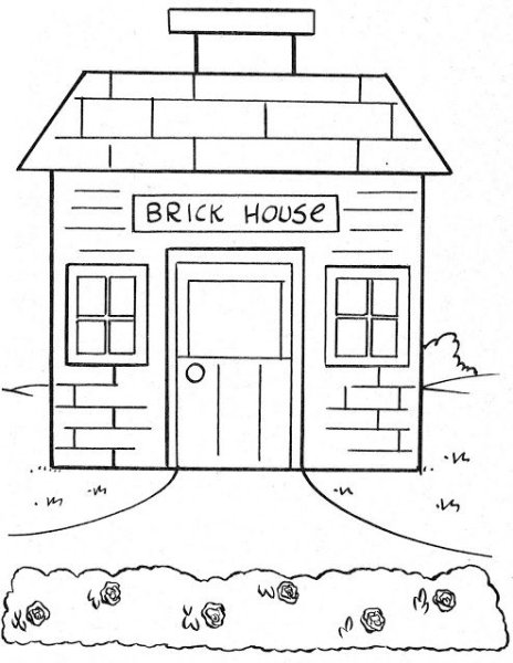 Домики 3х поросят раскраска