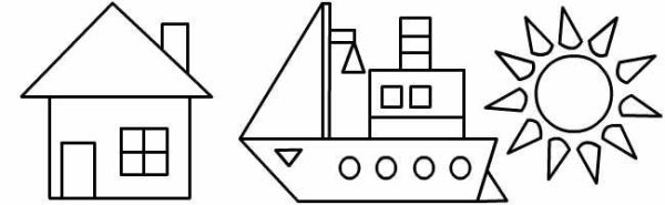 Раскраска домик из геометрических фигур