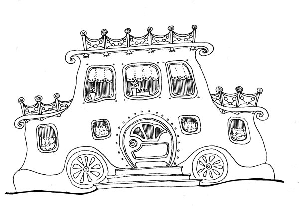 Раскраска домик с машиной