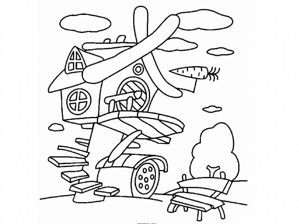 Домики смешариков раскраска