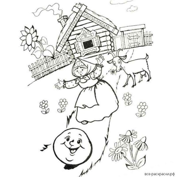 Рисунки для раскрашивания Колобок