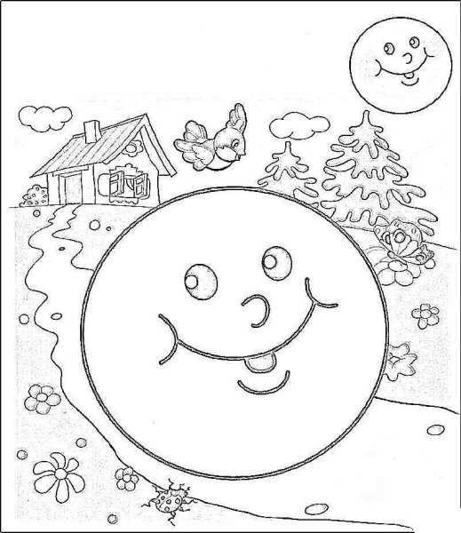 Раскраска к сказке Колобок для малышей