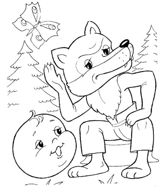 Герои сказки Колобок раскраска