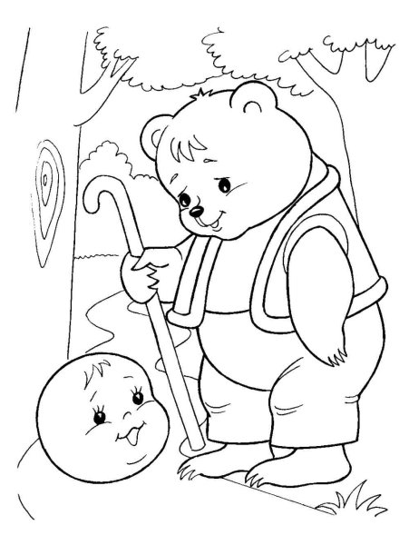 Иллюстрации к сказке Колобок раскраска