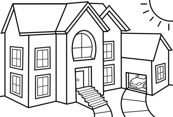 Дом с гаражом раскраска