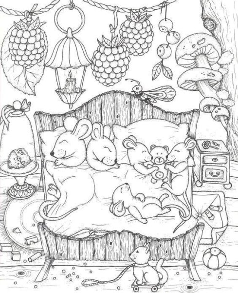 Мышиный домик рисунок раскраска