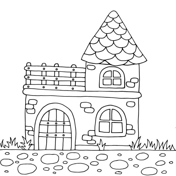 Раскраска домик для детей 6-7 лет