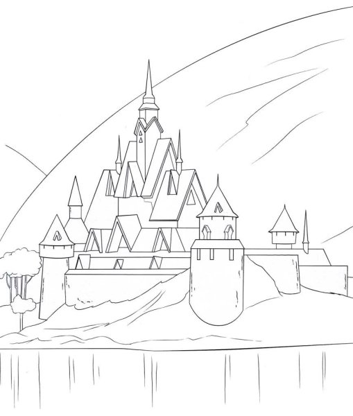 Замок снежной королевы разукрашка