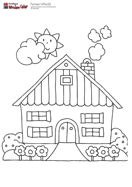 Красивый домик трафарет для детей