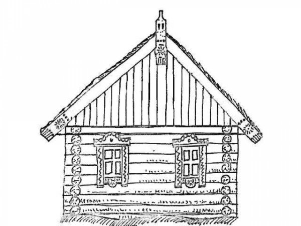 Русская изба раскраска