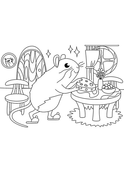 Раскраска Дюймовочка в норке мыши