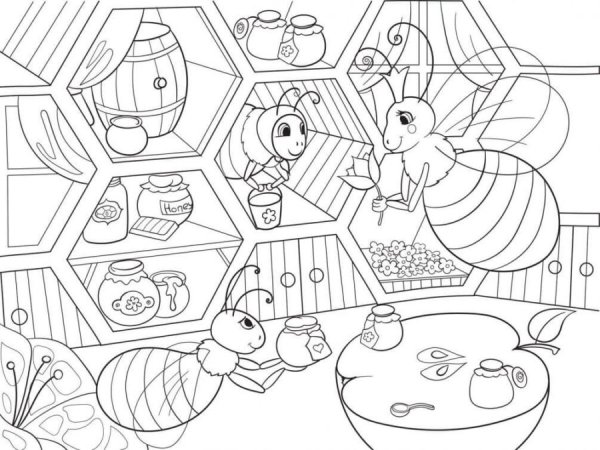 Улей с пчелами раскраска для детей