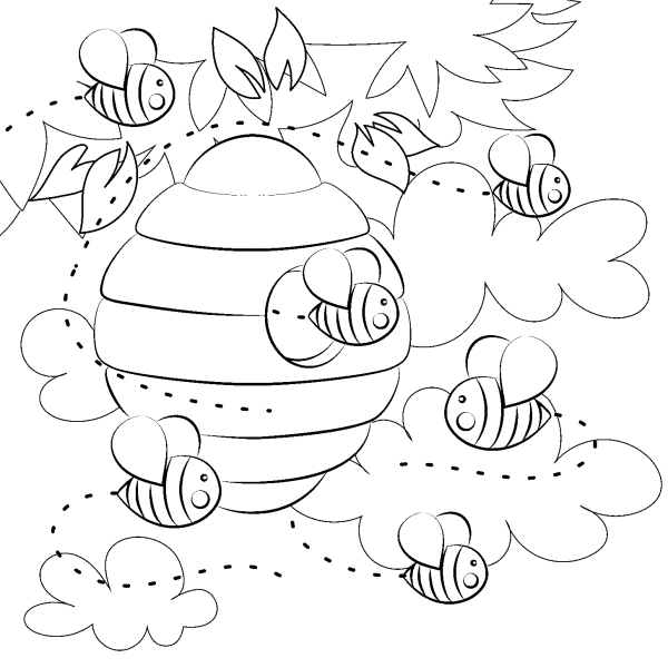 Улей с пчелами раскраска для детей