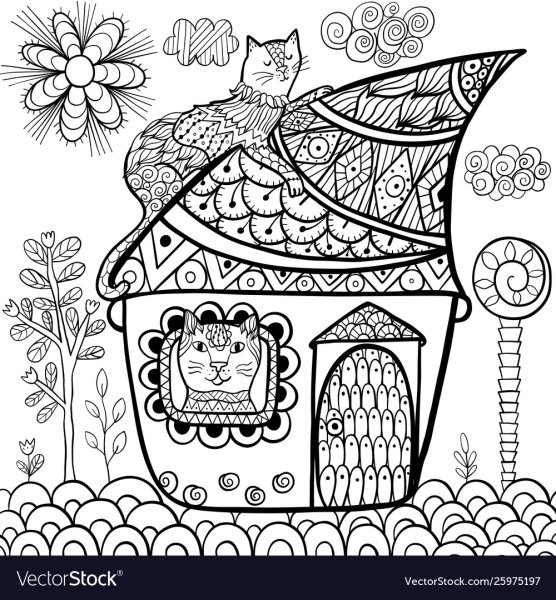 Раскраски антистресс для детей домик