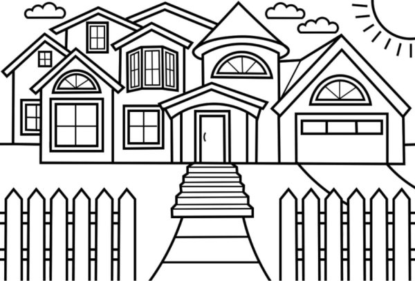 Раскраска домики для детей 7 лет