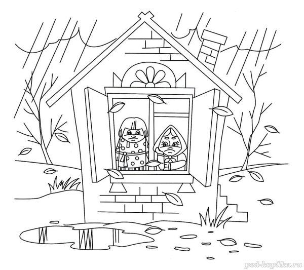Раскраска осенний дом