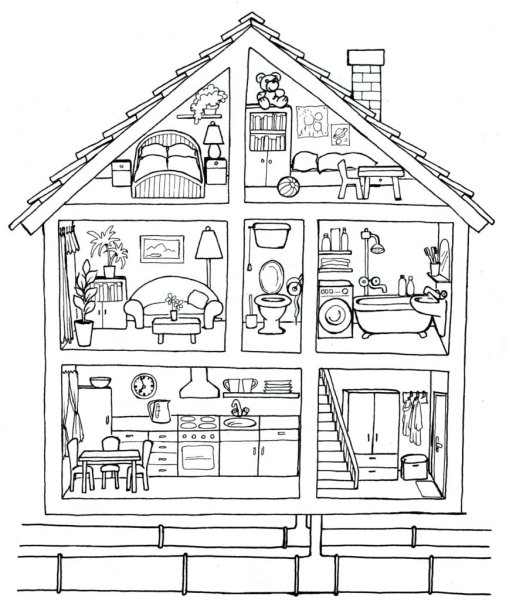 Раскраска домик для кукол